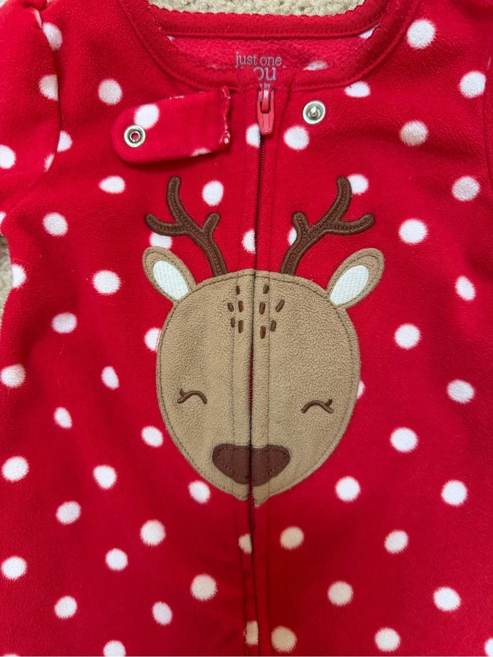 Carter’s Christmas Reindeer fleece footed Pajamas 9 month